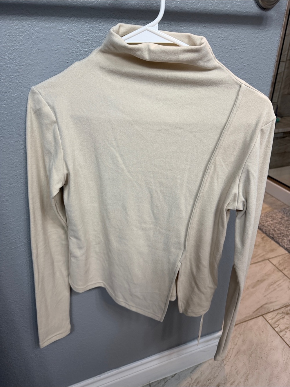 Commense Cream Long-Sleeve Turtleneck Wrap Top